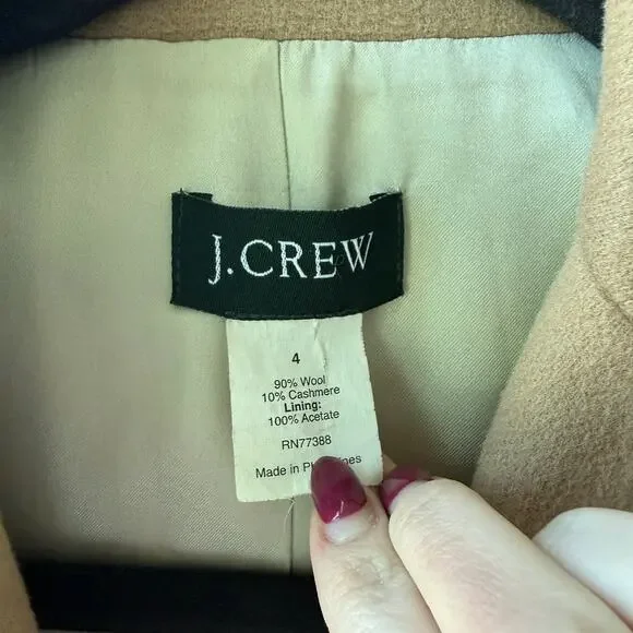 J. Crew Wool Cashmere Camel Pea Coat - Picture 9 of 9